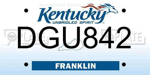 DGU842 Kentucky License Plate