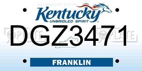 DGZ3471 Kentucky License Plate