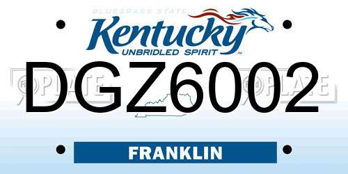 DGZ6002 Kentucky License Plate