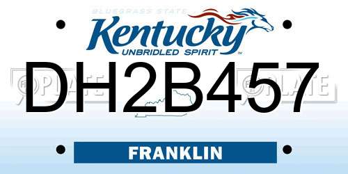 DH2B457 Kentucky License Plate