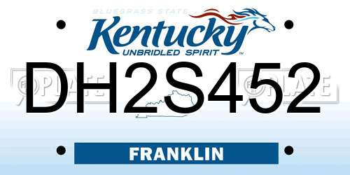 DH2S452 Kentucky License Plate