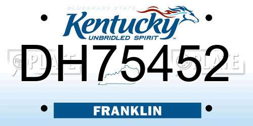 DH75452 Kentucky License Plate