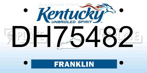 DH75482 Kentucky License Plate
