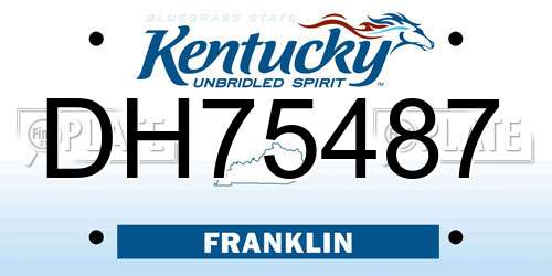 DH75487 Kentucky License Plate