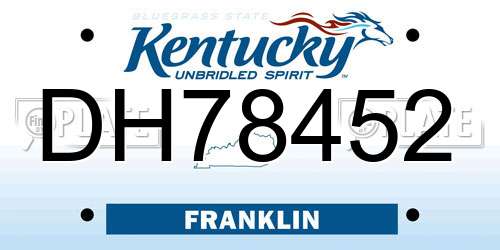 DH78452 Kentucky License Plate