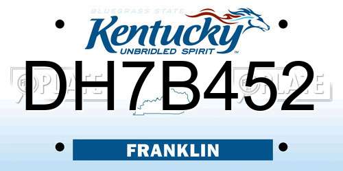DH7B452 Kentucky License Plate