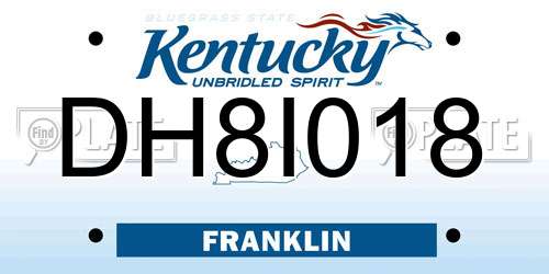 DH8I018 Kentucky License Plate