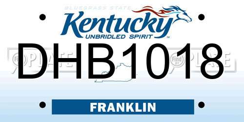 DHB1018 Kentucky License Plate
