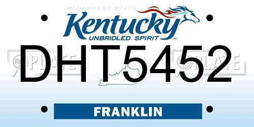 DHT5452 Kentucky License Plate