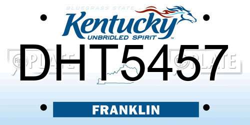 DHT5457 Kentucky License Plate