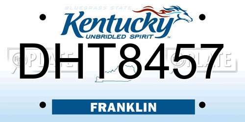 DHT8457 Kentucky License Plate