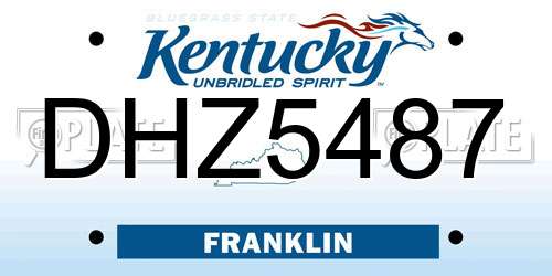 DHZ5487 Kentucky License Plate