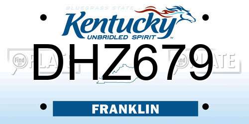 DHZ679 Kentucky License Plate