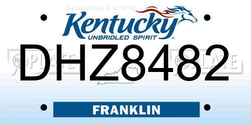 DHZ8482 Kentucky License Plate