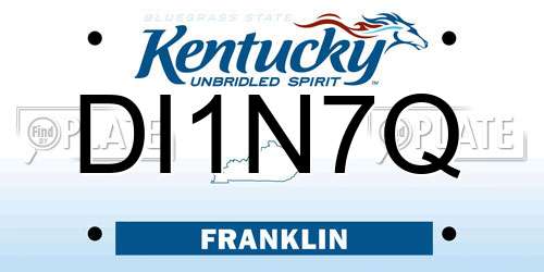 DI1N7Q Kentucky License Plate