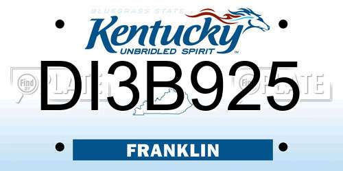 DI3B925 Kentucky License Plate