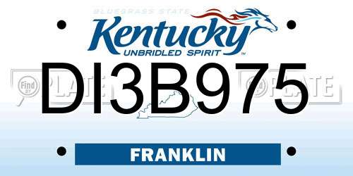 DI3B975 Kentucky License Plate