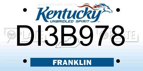 DI3B978 Kentucky License Plate