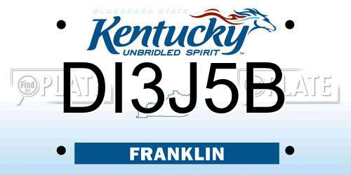 DI3J5B Kentucky License Plate