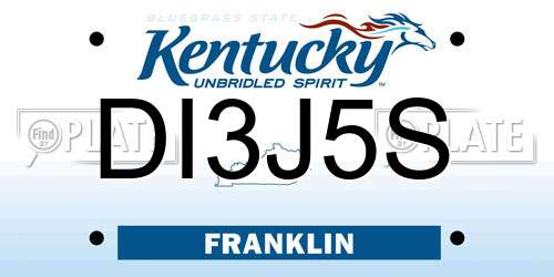 DI3J5S Kentucky License Plate