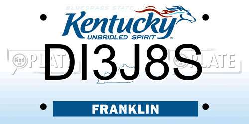 DI3J8S Kentucky License Plate