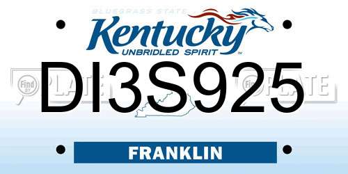 DI3S925 Kentucky License Plate