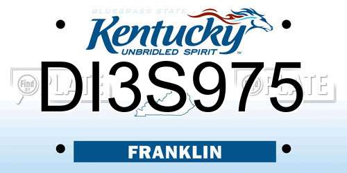 DI3S975 Kentucky License Plate