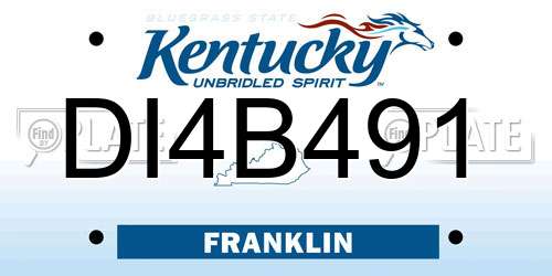 DI4B491 Kentucky License Plate
