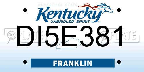 DI5E381 Kentucky License Plate