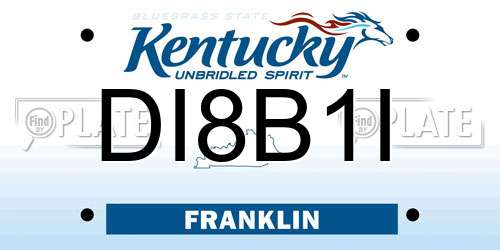 DI8B1I Kentucky License Plate