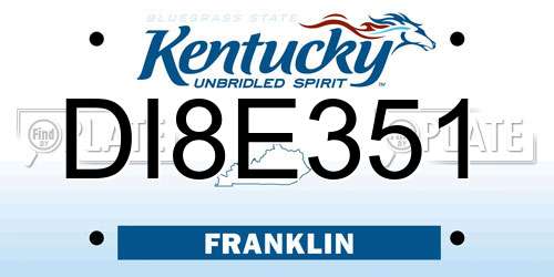 DI8E351 Kentucky License Plate