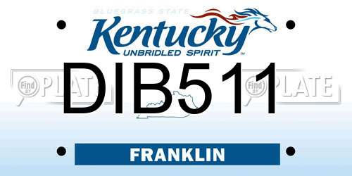 DIB511 Kentucky License Plate