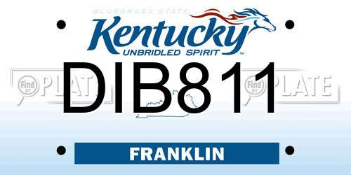 DIB811 Kentucky License Plate
