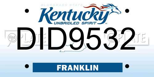 DID9532 Kentucky License Plate