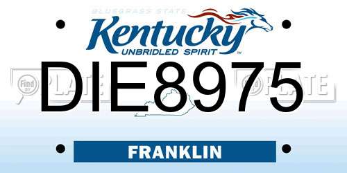 DIE8975 Kentucky License Plate
