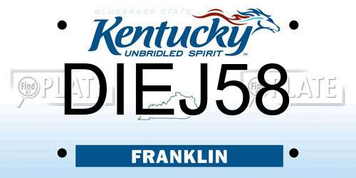 DIEJ58 Kentucky License Plate