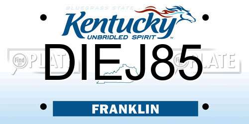 DIEJ85 Kentucky License Plate
