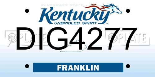 DIG4277 Kentucky License Plate