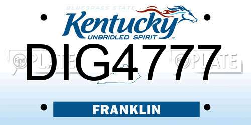 DIG4777 Kentucky License Plate