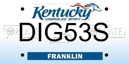 DIG53S Kentucky License Plate