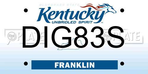 DIG83S Kentucky License Plate