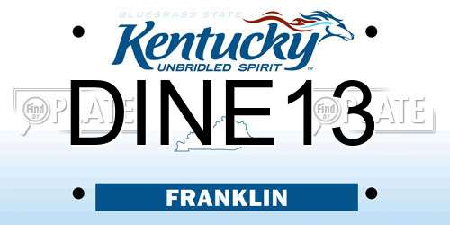 DINE13 Kentucky License Plate