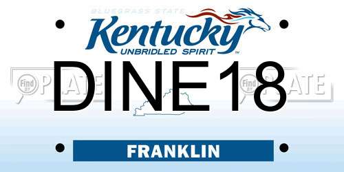 DINE18 Kentucky License Plate