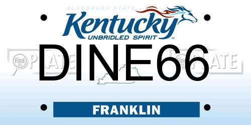 DINE66 Kentucky License Plate