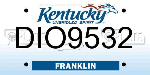DIO9532 Kentucky License Plate