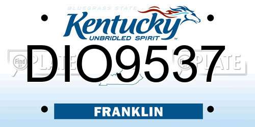 DIO9537 Kentucky License Plate