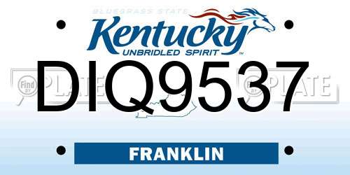 DIQ9537 Kentucky License Plate
