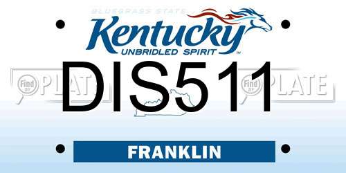 DIS511 Kentucky License Plate