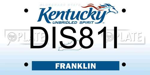 DIS81I Kentucky License Plate