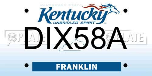 DIX58A Kentucky License Plate